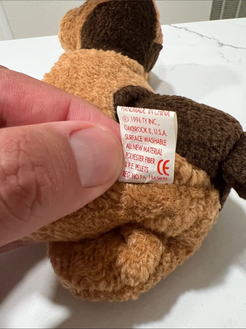 Ty  Tuffy Brown Plush Puppy with Red Heart Tag